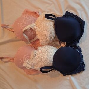 Bundle of 3 Victoria's Secret Dream Angels Lined Demi bras